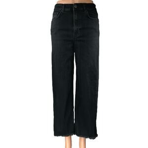Reformation Jeans Emma High Rise Black Baggy Wide Leg Crop Denim Jeans Size 28
